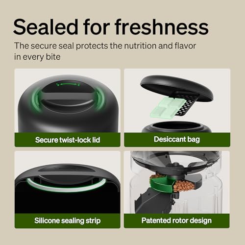 PETLIBRO Automatic Cat Feeder, 5G WiFi Automatic Dog Food Dispenser with Freshness Preservation, 5L Timed Pet Feeder with Low Food Sensor, Up to 10 Meals Per Day, Granary Black