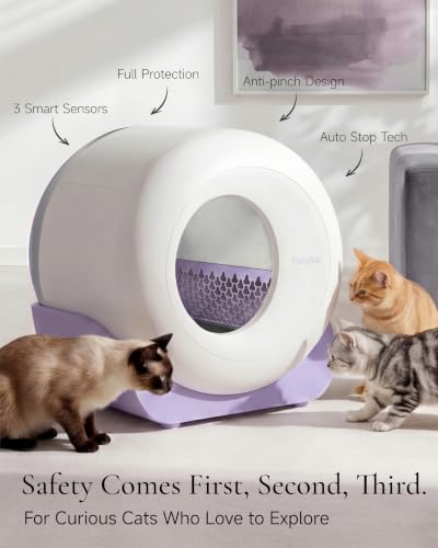 Furrytail Automatic Litter Box Self Cleaning, Smart Litter Box, Lilac