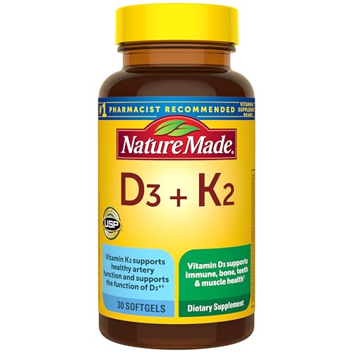 Nature Made Vitamin D3 K2 Supplement, 30 Softgels