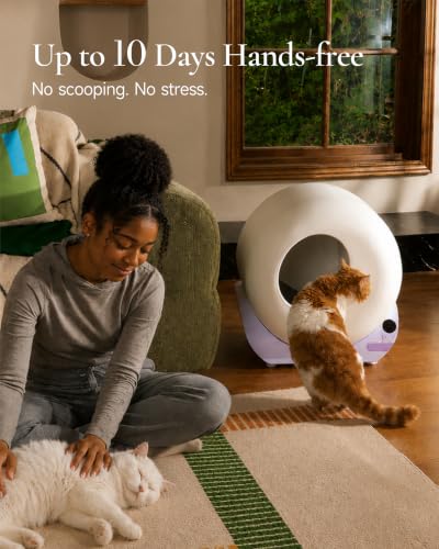 Furrytail Automatic Litter Box Self Cleaning, Smart Litter Box, Lilac