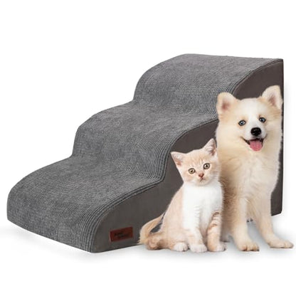 Aodisman 3-Step Dog Ramp and Stairs for Sofa and Chair - Non-Slip Sturdy Pet Steps for Small Dogs and Cats,15.7" H,Grey