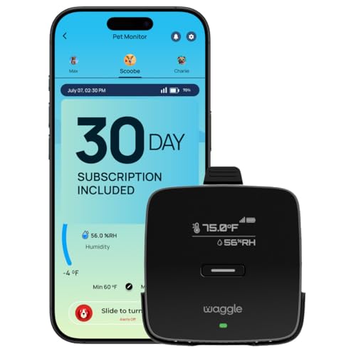 Waggle 4G Pet Temperature Monitor – No Wi-Fi Needed, Real-Time App/SMS/Email Alerts - RV, Car & Home Safety Device with Power-Outage Notifications, Rechargeable Battery – Subscription Required