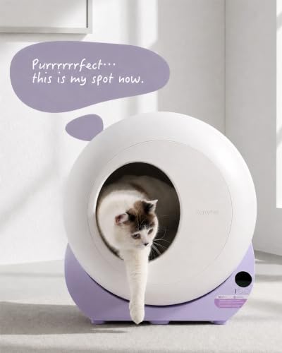 Furrytail Automatic Litter Box Self Cleaning, Smart Litter Box, Lilac