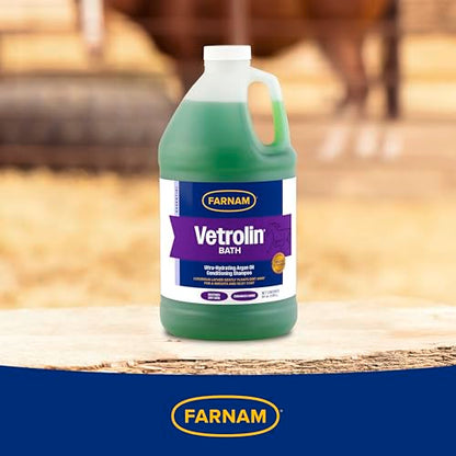 Farnam Vetrolin Bath, Ultra-Hydrating Argan Oil Conditioning Shampoo, Enhances Shine, Soothes Dry Skin, for Horses and Dogs, 64 oz.