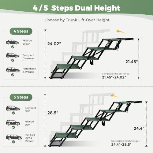 4‑Step Dog Stairs for Car Trunk, 17" Wide Foldable Lightweight Pet Stairs