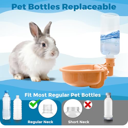 VANNON Gravity Pet Water Bowl, 16oz Anti-Splash Crate Dispenser, Orange