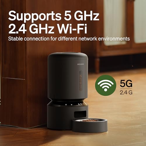 PETLIBRO Automatic Cat Feeder, 5G WiFi Automatic Dog Food Dispenser with Freshness Preservation, 5L Timed Pet Feeder with Low Food Sensor, Up to 10 Meals Per Day, Granary Black