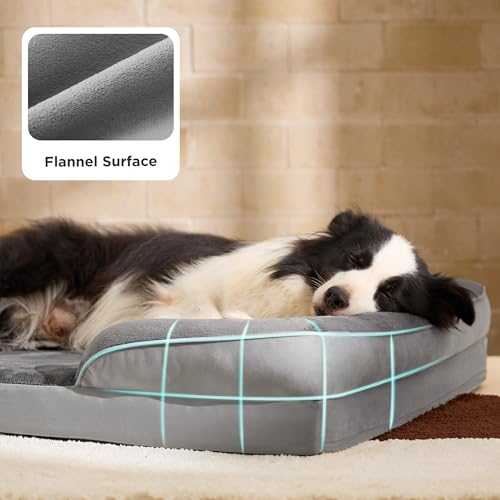 Bedsure Orthopedic Dog Beds Large Sized Dog - Washable Large Dog Cat Bed Waterproof, Comfort Dogs Couch Sofa with Washable Removable Cover, Pet Bed with Nonskid Bottom, Grey, 35"