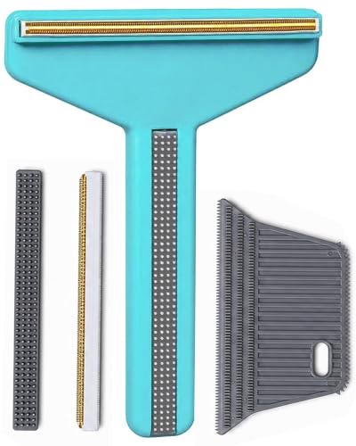 CMOSAF Pet Hair Remover with Reusable Heads, 4-in-1 Portable Carpet Rake, Cat & Dog Hair Scraper Removal Tool, Hair Remover for Furniture, Carpets, Rugs, Clothes, Car Mats, Couch