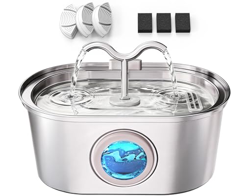 SohoTeco 3.2L/108oz Stainless Steel Cat Water Fountain Pet Fountain