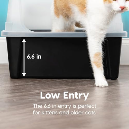 IRIS USA XX-Large High Sided Cat Litter Box, Scatter Shield, Black | Huge 30" x 20" x 14", Multi-Cat Use, Jumbo Capacity Pan, Extended Length Design, Oversized Basin, Multiple Cat Ready