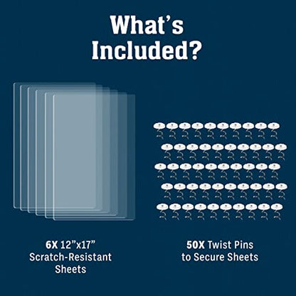 6 Pack XL Anti Cat Scratch Furniture Protector - Couch Protector from Cat Claws w/Twist Pins - Heavy Duty, Strong, Clear, Easy-to-Apply Scratching Deterrent and Shield for Sofa