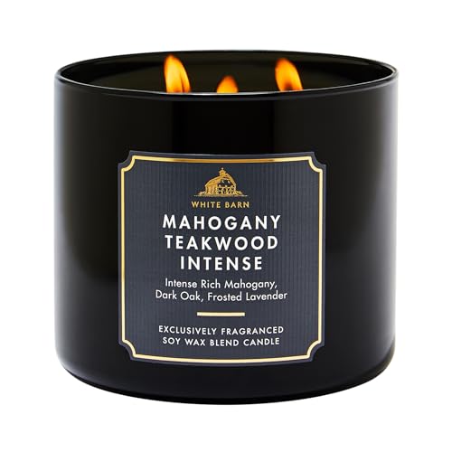 Bath & Body Works 3-Wick Candle, Mahogany Teakwood Intense, Soy Wax Blend
