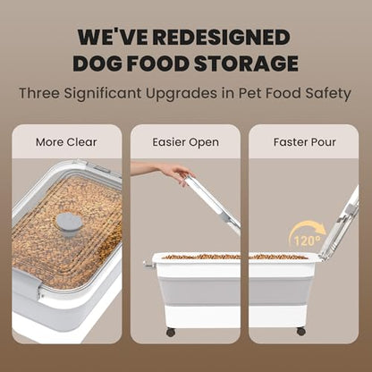DDMOMMY 20-23 Lbs Dog Food Storage Container, Collapsible Dog Food Container with Transparent Airtight Lid,Multifunctional Pet Food Storage Container for Dog Cat,Rice,Flour,Pet Food Scoop and Dog Bowl
