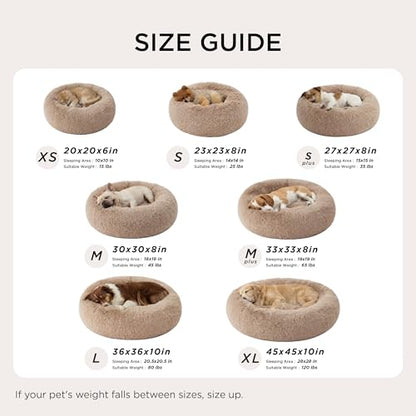 Bedsure Calming Small Dog Bed Donut Washable Cat＆Puppy Bed,23 inches Camel