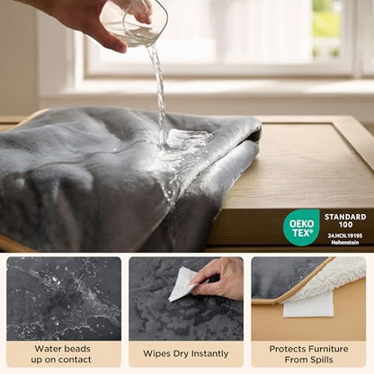 Bedsure Waterproof Dog Blankets for Small Dogs - Small Cat Blanket Washable for Couch Protection, Sherpa Fleece Puppy Blanket, Soft Plush Reversible Throw Furniture Protector, 25"X35", Grey