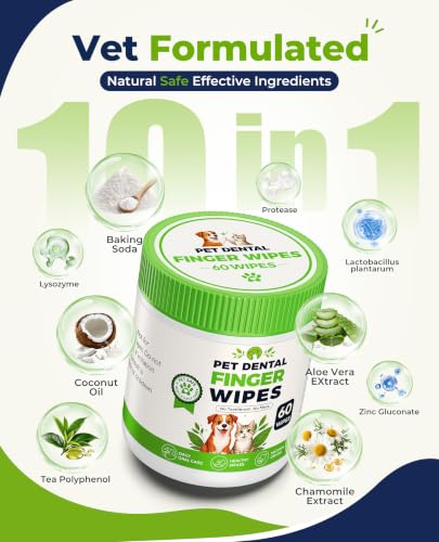 Dog Dental Wipes for Teeth Cleaning, Finger Toothbrush Wipes for Dogs Cats,Dog Teeth Cleaning Wipes Reduce Bad Breath & Plaque Tartar, No-Rinse Daily Oral Care,Dog Toothbrush & Toothpaste Alternatives