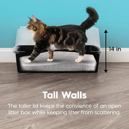 IRIS USA XX-Large High Sided Cat Litter Box, Scatter Shield, Black | Huge 30" x 20" x 14", Multi-Cat Use, Jumbo Capacity Pan, Extended Length Design, Oversized Basin, Multiple Cat Ready