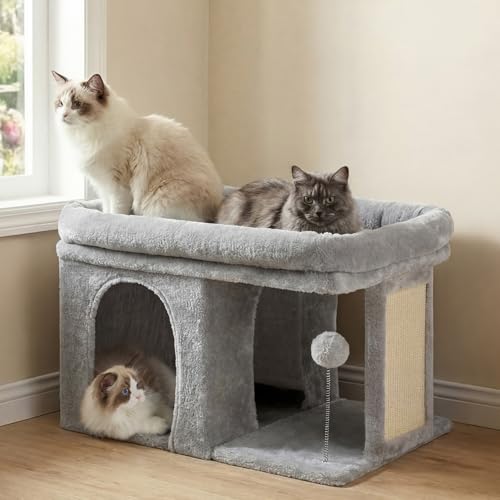 Heybly Cat Tree, 14" Cat Tower with Large Cat Bed & Condo HCT203SW