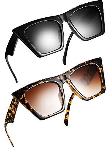 Frienda 2 Pair Vintage Square Cat Eye Sunglasses for Women