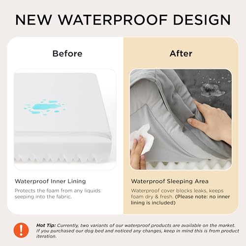 Bedsure Orthopedic Dog Beds Large Sized Dog - Washable Large Dog Cat Bed Waterproof, Comfort Dogs Couch Sofa with Washable Removable Cover, Pet Bed with Nonskid Bottom, Grey, 35"