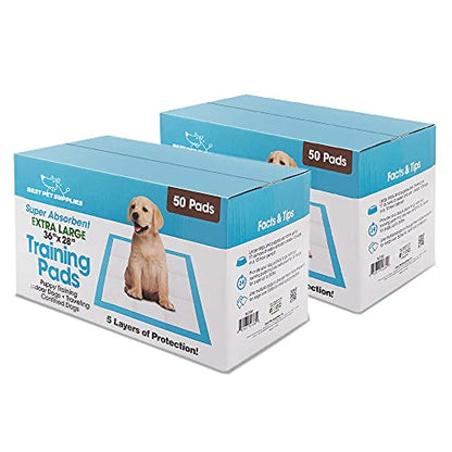 Best Pet Supplies XL (36 x 28 Inches) Puppy Pads 100 Count - Super Absorbent Dog Training Pads, Quick-Dry, Odor Control, Disposable Pee Pads, Leak-Proof Wee Wee Pads for Indoor Dogs – Baby Blue