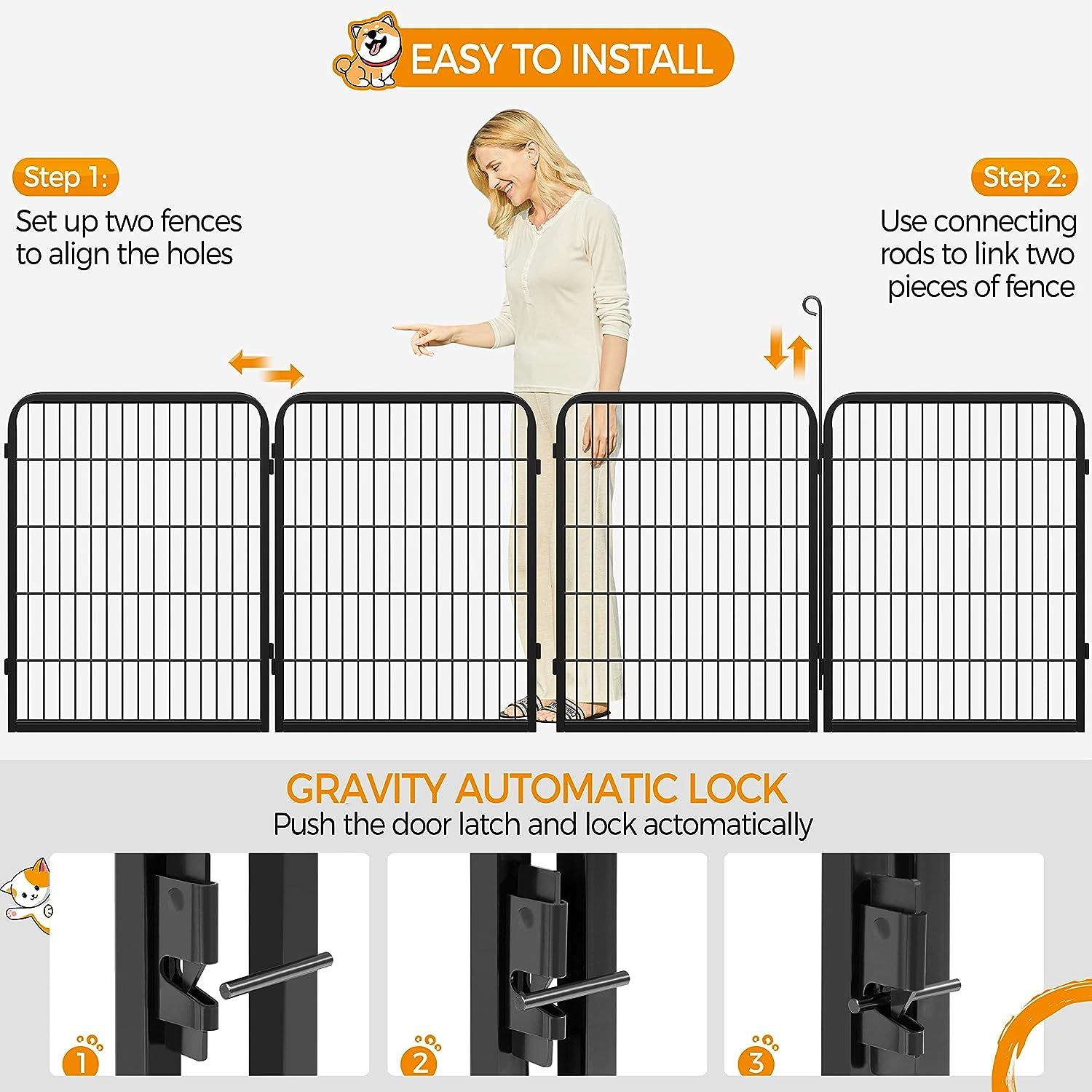 Yaheetech Dog Playpen Outdoor, 32 Panel Dog Fence 24" Indoor Pet Pen for Large/Medium/Small Dogs Heavy Duty Pet Exercise Pen for Puppy/Rabbit/Small Animals Portable for RV Camping Garden Yard