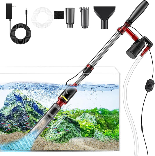 Fish Tank Cleaner - Aquarium Gravel Cleaner, 530GPH/32W Electric Fish Tank Cleaning Tools, Adjustable Water Flow Aquarium Cleaner Kit, Fish Tank Gravel Cleaner Vacuum for Wash Sand, Water Changing