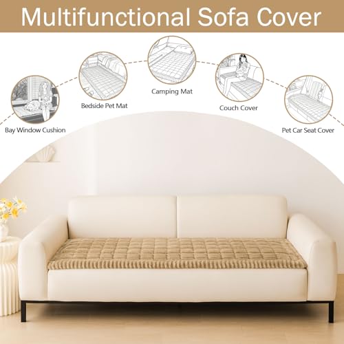 hyha Couch Cover for Dogs, Washable Non Slip Plush Flannel Sofa Protector | Thick Flannel, Non Slip Backing, Pet Hair & Scratch Protection, Fits Loveseat Sofa (27.6" x 59")