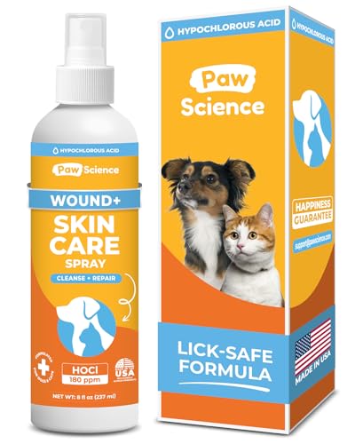 Paw Science Skin & Wound Care Spray for Dogs & Cats – Lick-Safe Antiseptic Healing Aid, Itch Relief & Skin Repair Treatment for Hot Spots, Rashes, Cuts, Burns, & Irritation