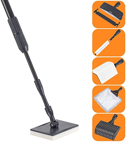 hygger Fish Tank Cleaner 6 in 1 Aquarium Cleaning Tool Kit Al-gae Scraper Scrubber Pad Sponge Tube Brush Gravel Rake Fish Net Telescopic Handle for Saltwater Freshwater