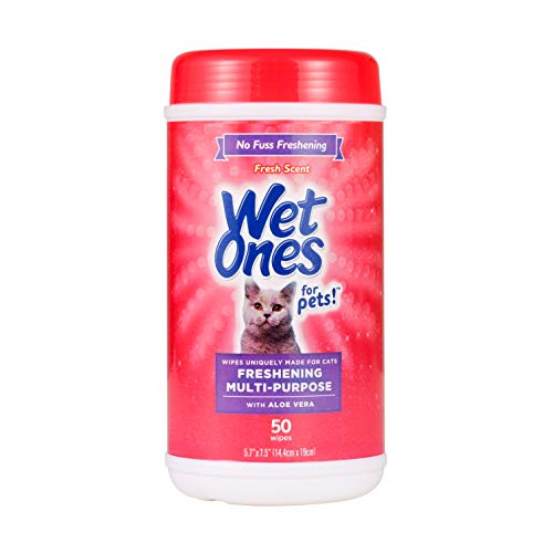Wet Ones for Cats Freshening Wipes with Aloe Vera, Fresh Scent, 50 Count