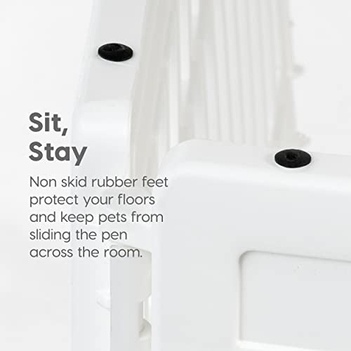 IRIS USA Dog Playpen 24" 4-Panel Dog Playpen with Door, 35 x 35 x 24, Puppy Playpen, Dog Play Pen Indoors, Pet Fence, Puppies/Small Dogs, White