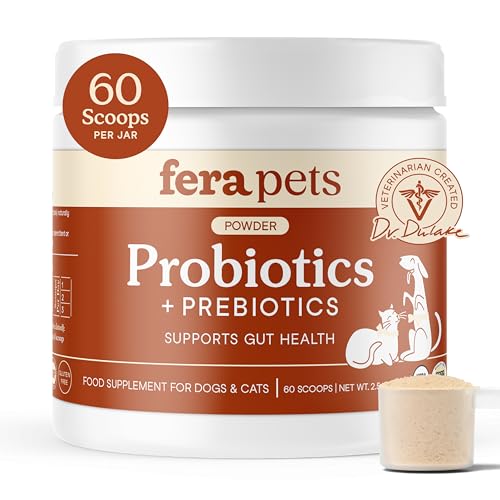 Fera Pets Organic Probiotics for Dogs & Cats with Prebiotics, 60 Scoops