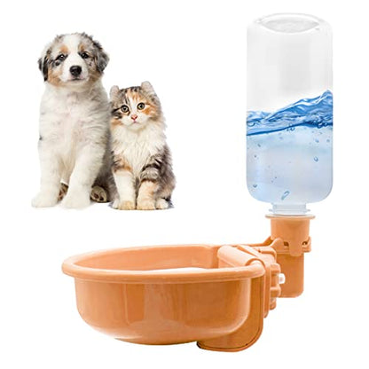 VANNON Gravity Pet Water Bowl, 16oz Anti-Splash Crate Dispenser, Orange
