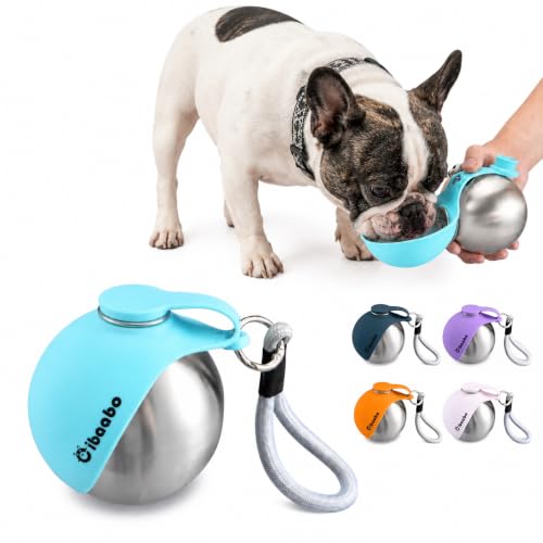 Cibaabo Portable Dog Water Bottle with Collapsible Silicone Bowl 10 oz