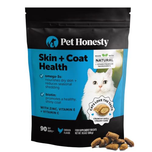 Pet Honesty Vet Backed Skin & Coat Cat Vitamins, Chicken, 90-Day Supply