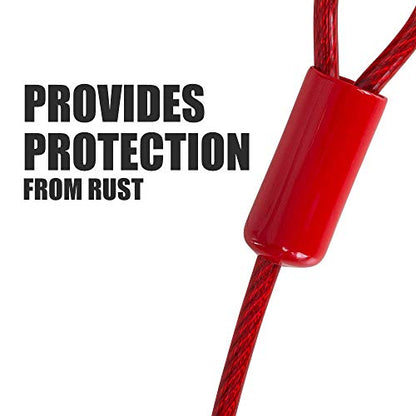 BV Dog Tie Out Cable 30 Feet - Heavy Duty Dog Lead Up to 125 Pounds - Reflective & Rust-Free with Quick Release Swivel Clips & 360° Rotating Clasp - Tangle-Free Dogs Runner for Yard (Red, Single)