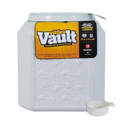 Vittles Vault Vittles Vault Pawprint Food Storage Container + Scoop, 25lbs | BPA Free Plastic, Sealed Airtight for Kibble, Bird Seed, Oatmeal and More; Includes Scoop, Made in USA