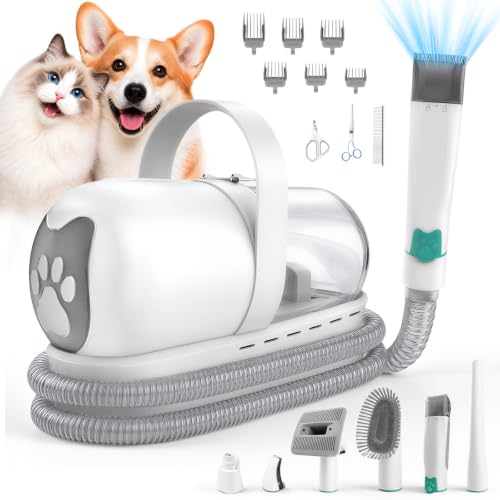 CLEANPAWS 2026 Upgraded Dog Grooming Vacuum Kit with Nail Clipper & Dematting Comb, 13000Pa Pet Vacuum for Shedding, 9-in-1 Dog Hair Vacuum, 1L Dust Cup, Quiet Grooming Kit for All Dog Breeds & Cats