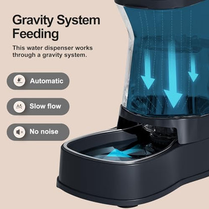 Gardner Pet Automatic Dog Water Dispenser Gravity Stainless Steel Water Waterer Feeder, 100% BPA-Free Large Capacity Water Feeding Bowls for Medium & Large-Sized Dogs Cats Other Pets -(1 Gallon)