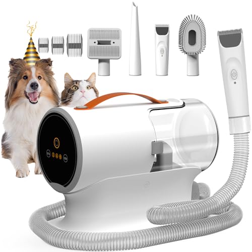 FIXR Dog Grooming Vacuum Kit with Clippers, 12000Pa Strong Suction, 2L Large Dust Cup, Low Noise <50dB, 5-in-1 Pet Hair Trimmer for Dogs Cats Shedding & Home Grooming