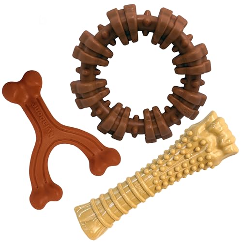 Nylabone Customer Favorites Bundle Power Chew Toys for Dogs, Indestructible Dog Toys for Aggressive Chewers, Pack of 3, Flavor Medley, Large Breeds - Up to 50 lbs, 3 Pack