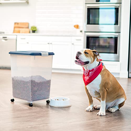 IRIS USA Dog Food Storage Container, Up to 54 lbs, Navy, Made in USA