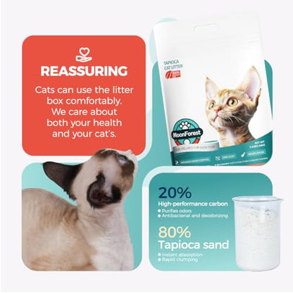 MOONFOREST Tapioca Cat Litter, Cassava Cat Litter Odor Control Dust-Free Clumping Litter