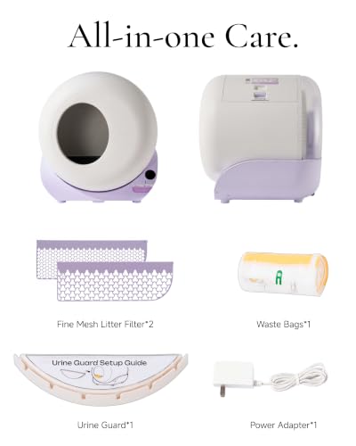 Furrytail Automatic Litter Box Self Cleaning, Smart Litter Box, Lilac