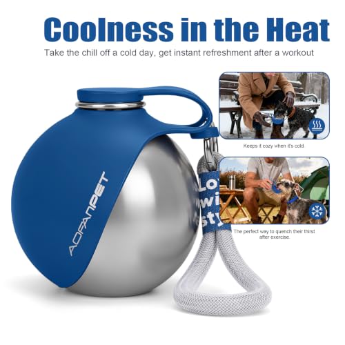 AOFANPET Portable Dog Water Bottle 10oz Stainless Steel Travel Bowl