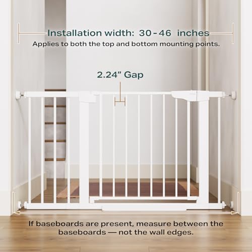 Cumbor 30-46" Baby Gate for Stairs, Auto Close Dog Gate for Doorways White