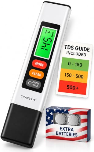 Digital Water Tester for Drinking Water - TDS Meter +/- 3% Readout Accuracy | Fast Reading Multi Parameter, 0-9999 PPM EC Meter, Water Hardness Test, RO/DI Tap Well Hydrophonics Aquarium Conductivity