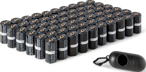 Amazon Basics Dog Poop Leak Proof Bags with Dispenser and Leash Clip, Unscented, 13" x 9", 900 Count (60 Rolls)